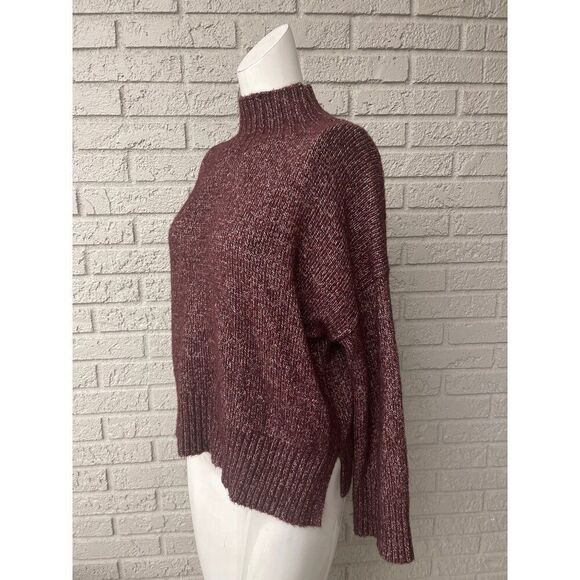 1 State Women Burgandy Marbled Mock Neck Oversized Sweater Size XS - Picture 4 of 10
